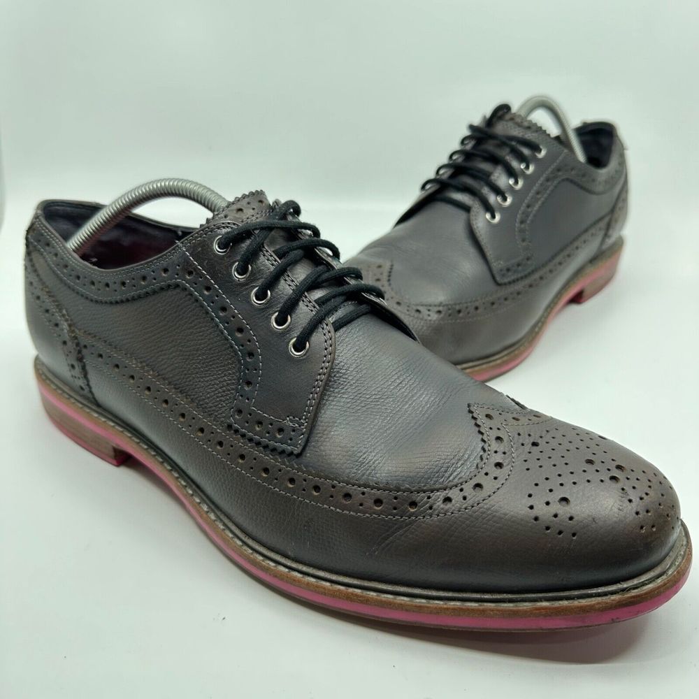 Cole Haan Cooper Square Men’s Size 12M Charcoal Pink Wingtip Oxford Shoes